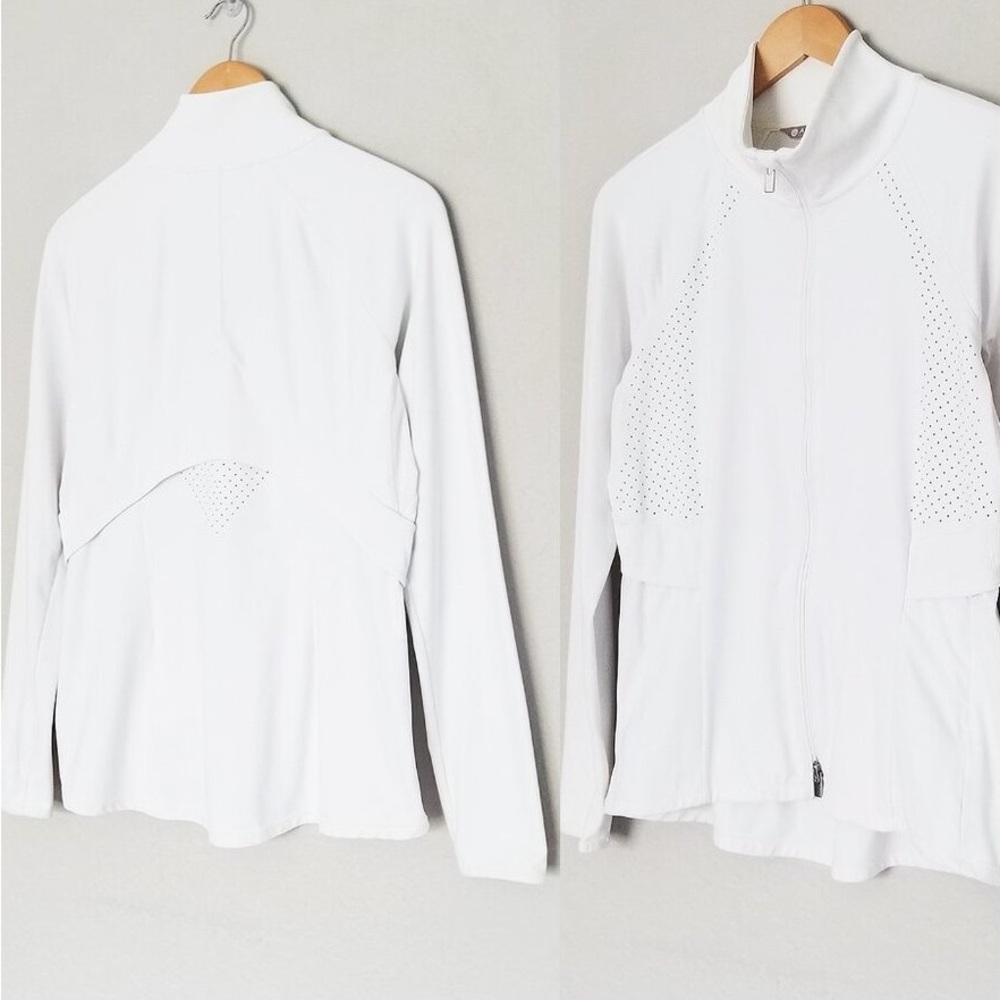 White Perforated Zip-Up Jacket - image 1